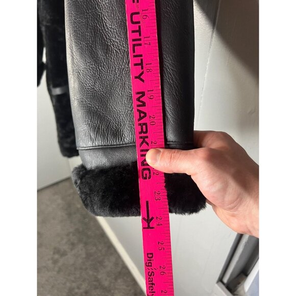 Sickafus Pat Garrett Kelvin Napa Black Shearling Sheepskin Button Coat Jacket 50 - Picture 9 of 9